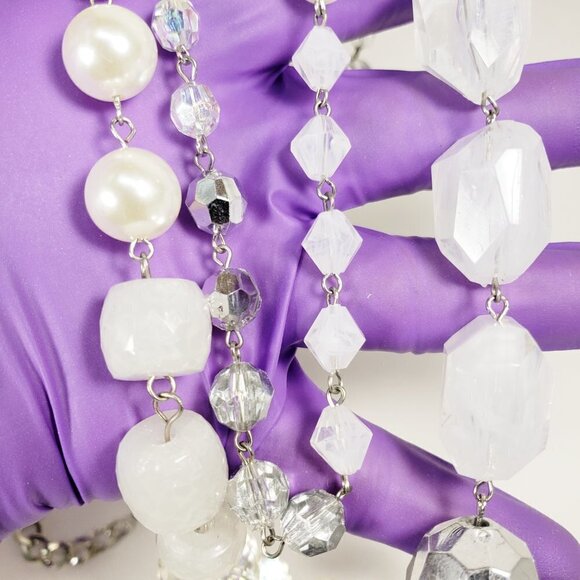 Multi-Strand Silver Long  36-inch Beaded Necklace – Multi-Color Fashion Jewelry - Picture 7 of 7